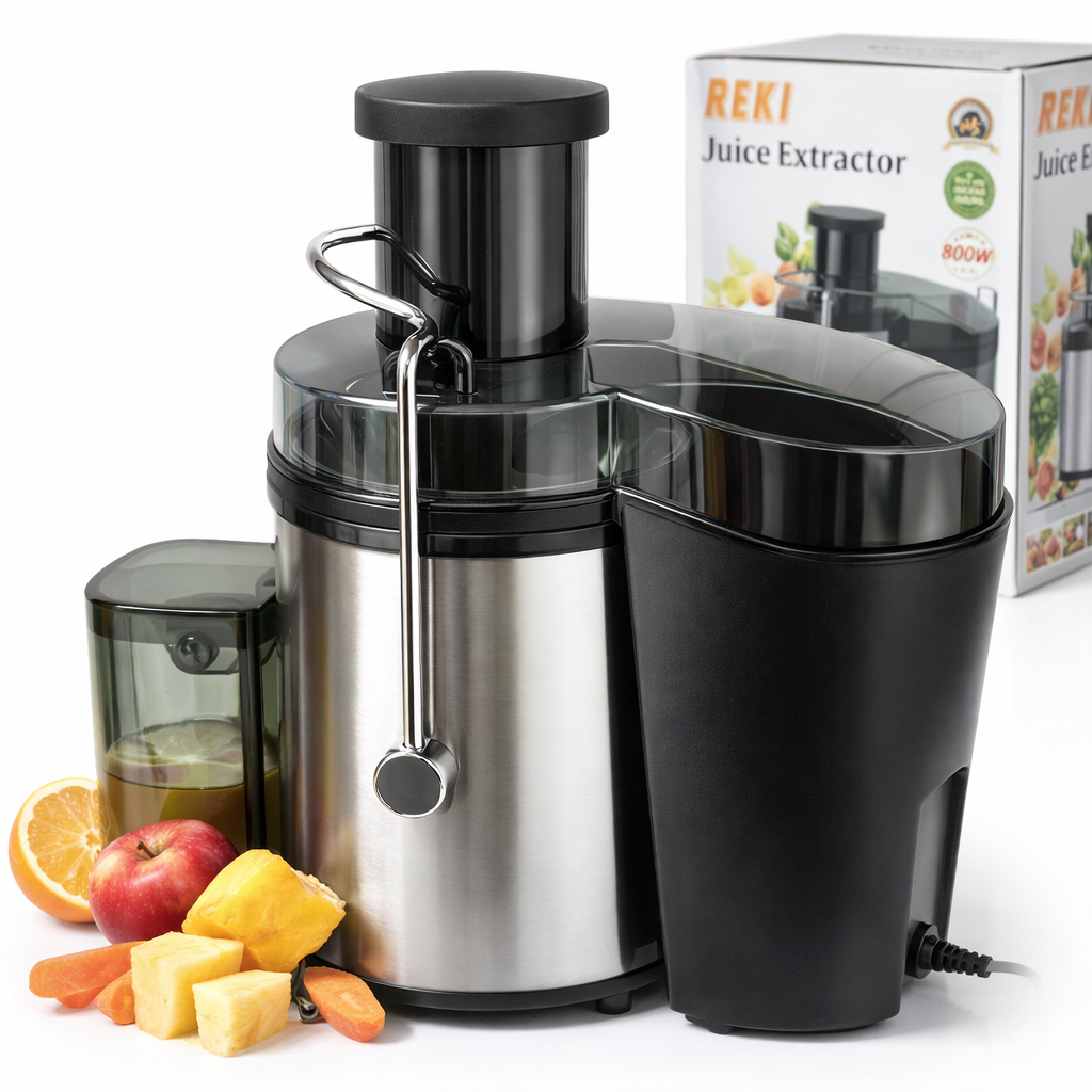 🥤 REKI 800W Juice Extractor Machine – Powerful Fruit & Vegetable Juicer with Large Pulp Container | Perfect for Healthy Fresh Juice Every Day 🍎🍍🥕