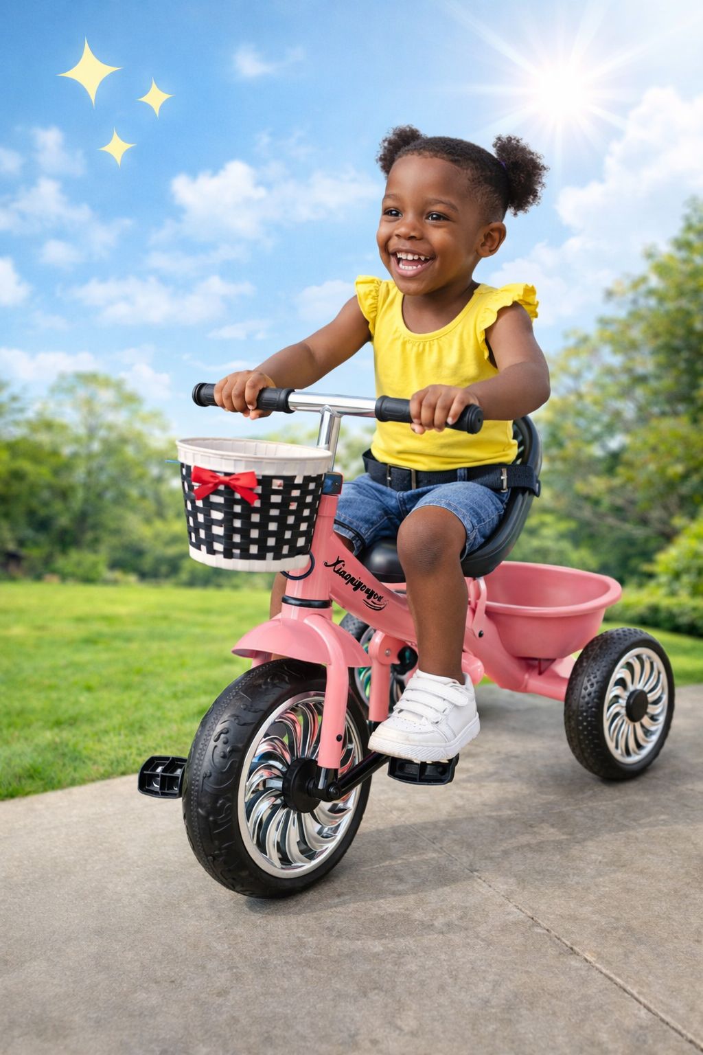 🚲 Kids Tricycle with Basket – Blue and pink Toddler Pedal Bike for Boys & Girls (1–4 Years)