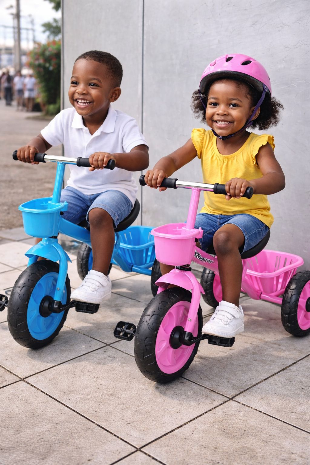 🚲 Kids Tricycle with Basket – Blue and pink Toddler Pedal Bike for Boys & Girls (1–4 Years)