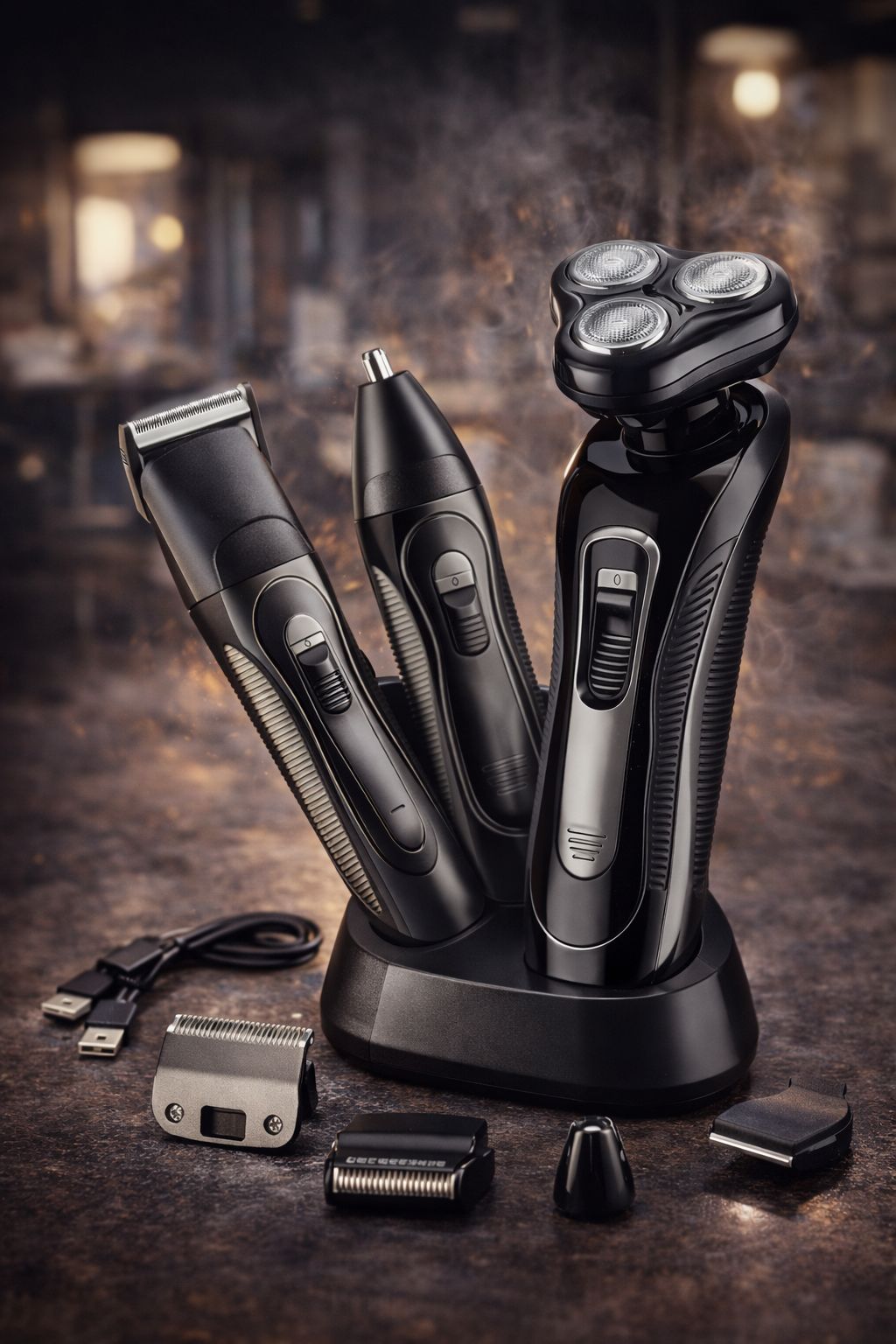 ✂️⚡ 3-in-1 Professional Grooming Shaver – Electric Beard, Hair & Nose Trimmer Set