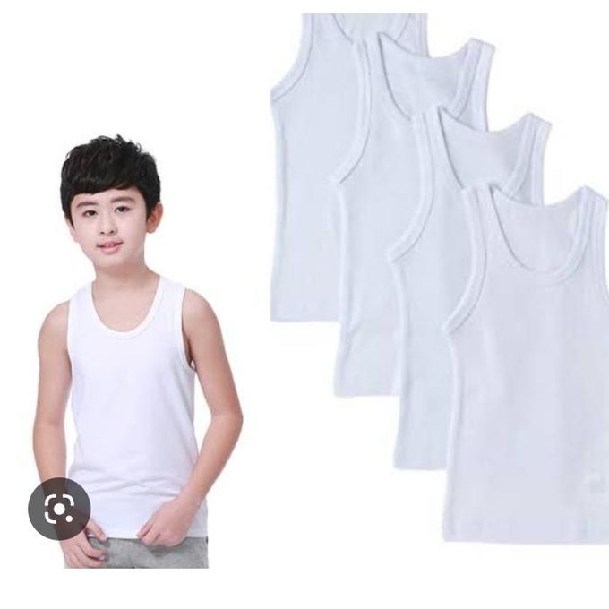 3 Pcs Kids Cotton Vests. Boys Vests. Sizes 3-14 Years. All White.