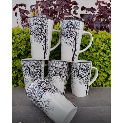 Ceramic Tree Mugs, Set Of 6 PiecesCeramic Coffee Cups With Big Handle For Latte, Hot Tea, Cappuccino, Cocoa And Mocha - Dishwasher & Microwave Safe