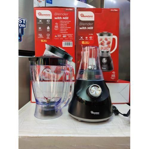 Ramtons Blender + Mill, model RM/764. Key Features: It has a 600W full copper motor, a 1.5-liter capacity, and a 5-speed control with a pulse function. Functionality: It can be used for blending vari