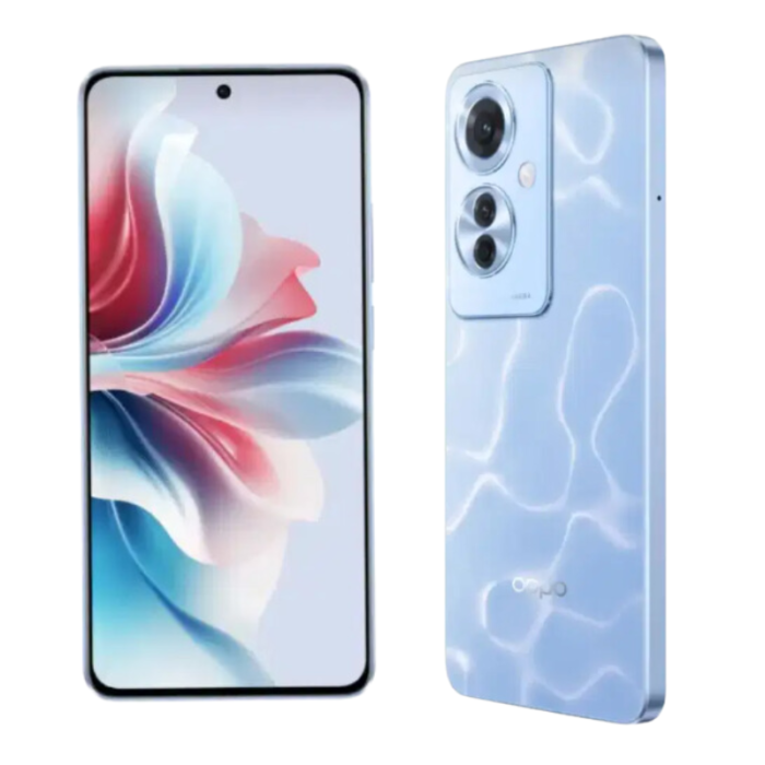 Oppo Reno 11 F 5G
RAM: 8GB
Storage: 256GB
OS: Android 14, ColorOS 14
Camera: 64MP + 8MP + 2MP
Selfie: 32MP
Display: 6.7 inch, AMOLED,120Hz
Processor: Mediatek Dimensit 7050 (6 nm)