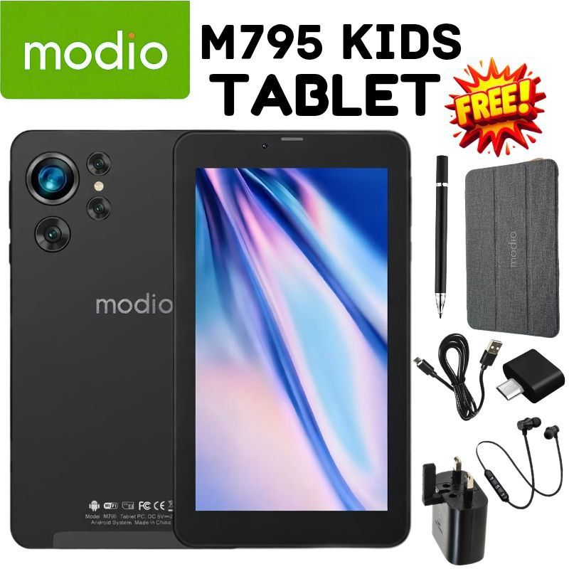 Modio M795 Kids Tablet 2025 7 Inch HD Android 12 Tablet for Children, 6GB RAM + 256GB Storage, Dual SIM 5G Wi-Fi, Brand New Perfect for Learning, Games & Education