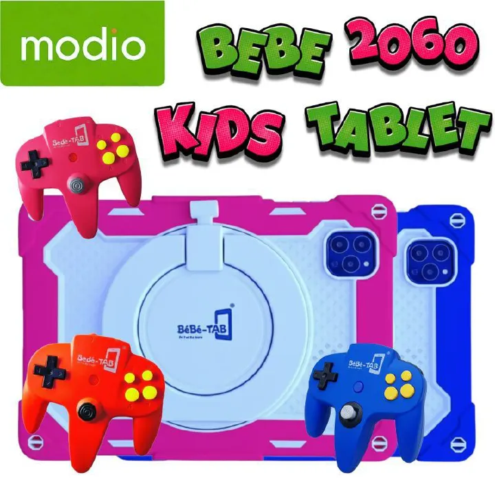 Bebe Tab B-2060 Kids Tablet 10.1 Inch HD Display 6000mAh Battery 4GB RAM 128GB ROM Android 13 Dual SIM 4G WiFi Preloaded Educational Apps Parental Control Protective Case