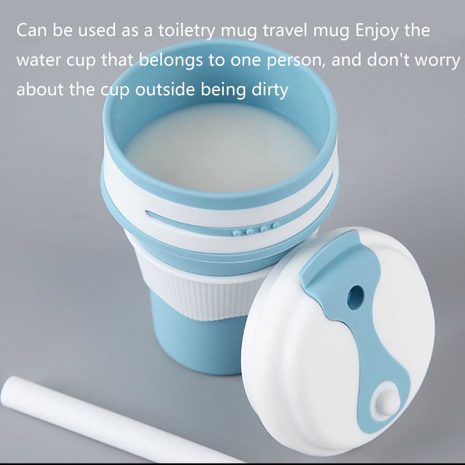 Folding Silicone Cup Portable Telescopic Drinking Collapsible Cup Kitchen Dining room Silica Mug Collapsible Travel Mug with Straw -350ml