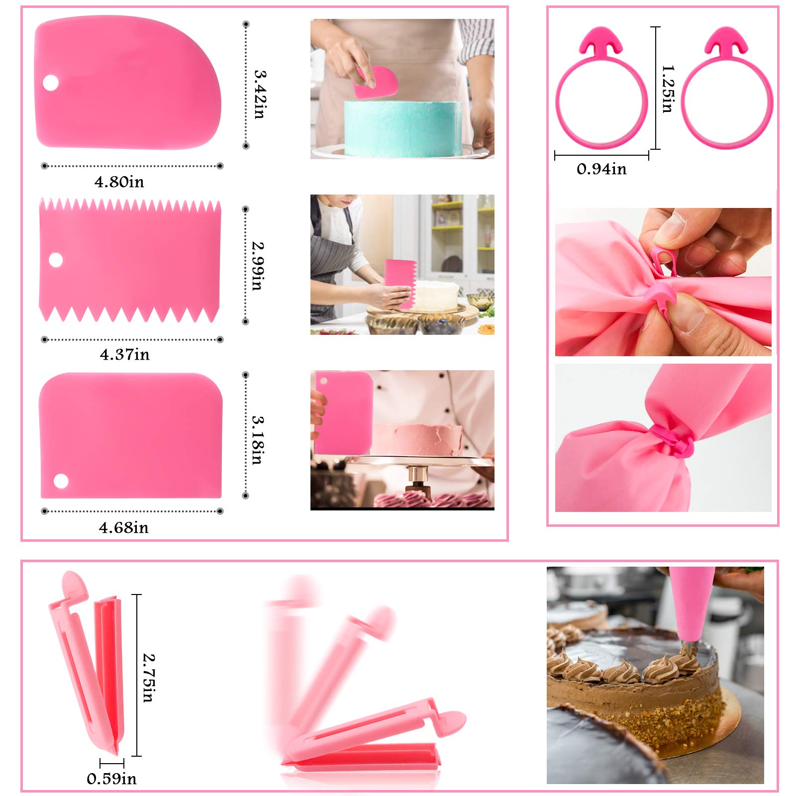 36Pcs/Set Rose Pastry Nozzles Flower Icing Piping Nozzles Stainless Steel Spouts DIY Silicone Icing Piping Cream Bag Icing Tips Cupcake Cake Decorating Baking Tools