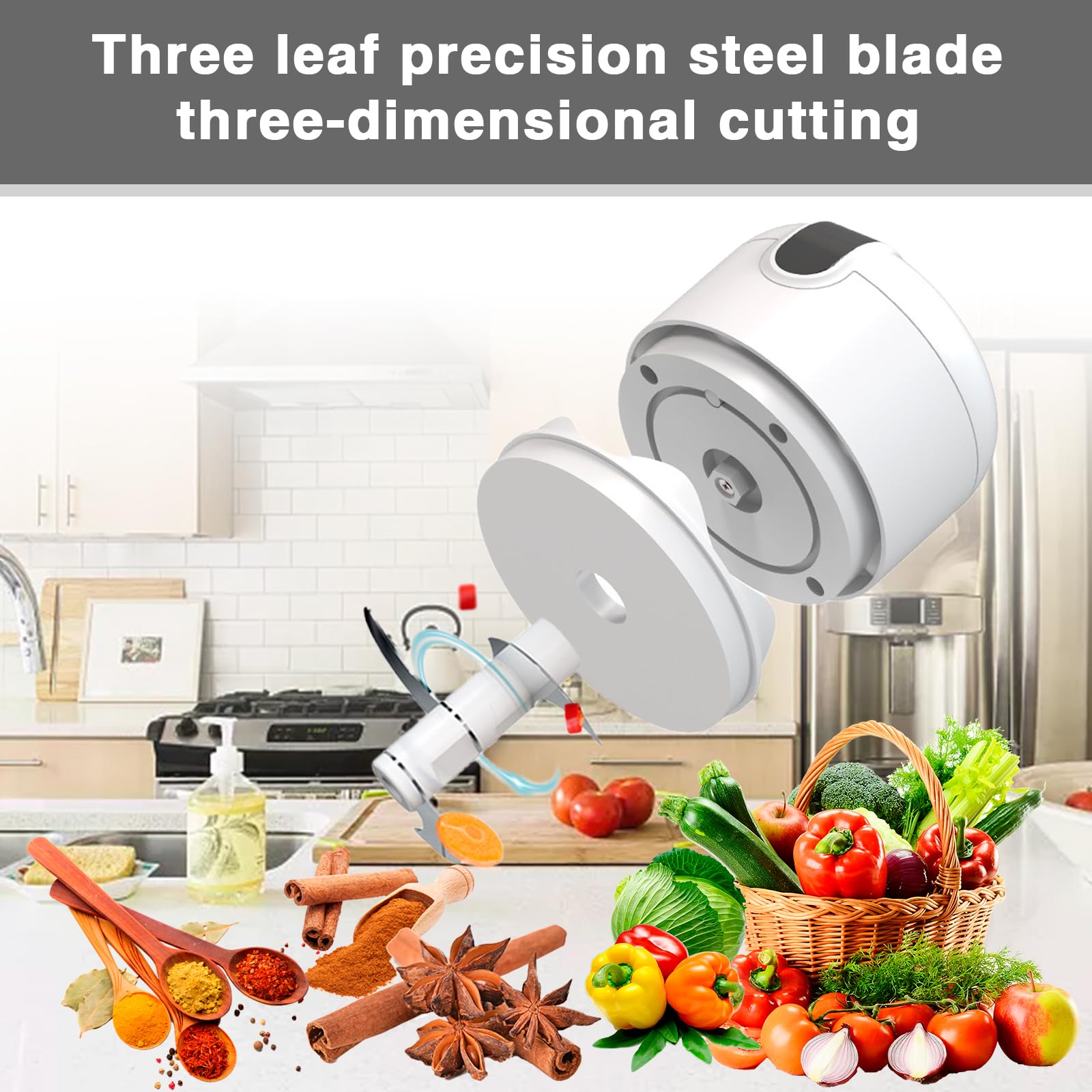 350ml Electric Garlic Chopper Portable Food Crusher Multifunctional Kitchen Mincer Vegetable Onion Chopper Press Blender Fruit Nut Meat Chilli Grinder Seasoning Spice Tools