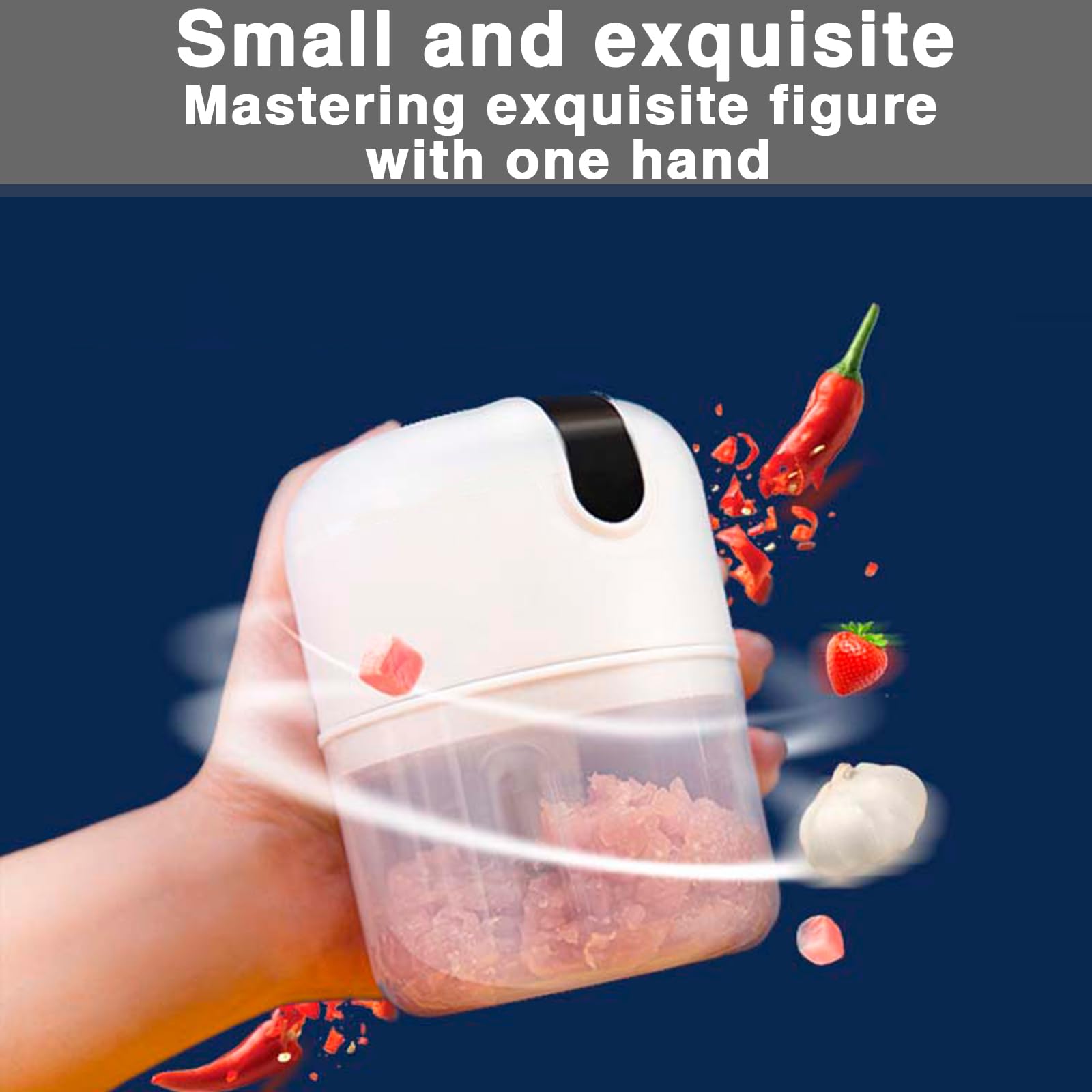 350ml Electric Garlic Chopper Portable Food Crusher Multifunctional Kitchen Mincer Vegetable Onion Chopper Press Blender Fruit Nut Meat Chilli Grinder Seasoning Spice Tools