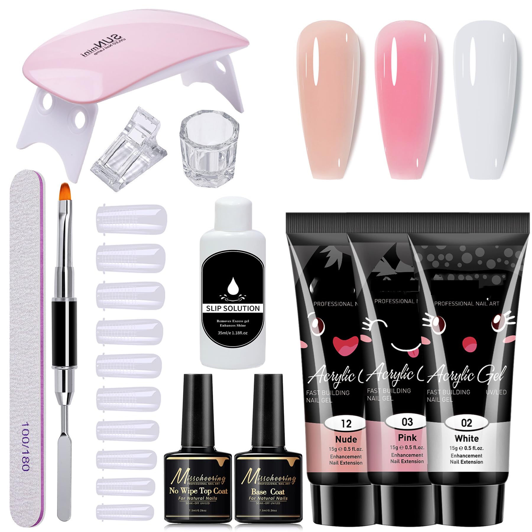 12pcs Poly Extension Gel Manicure Kit Poly Gel With Mini Nail Lamp Basic Coat Poly Gel Nail Art Kits for Starter Basic Coat Poly Gel Nail Art Kits for Starter