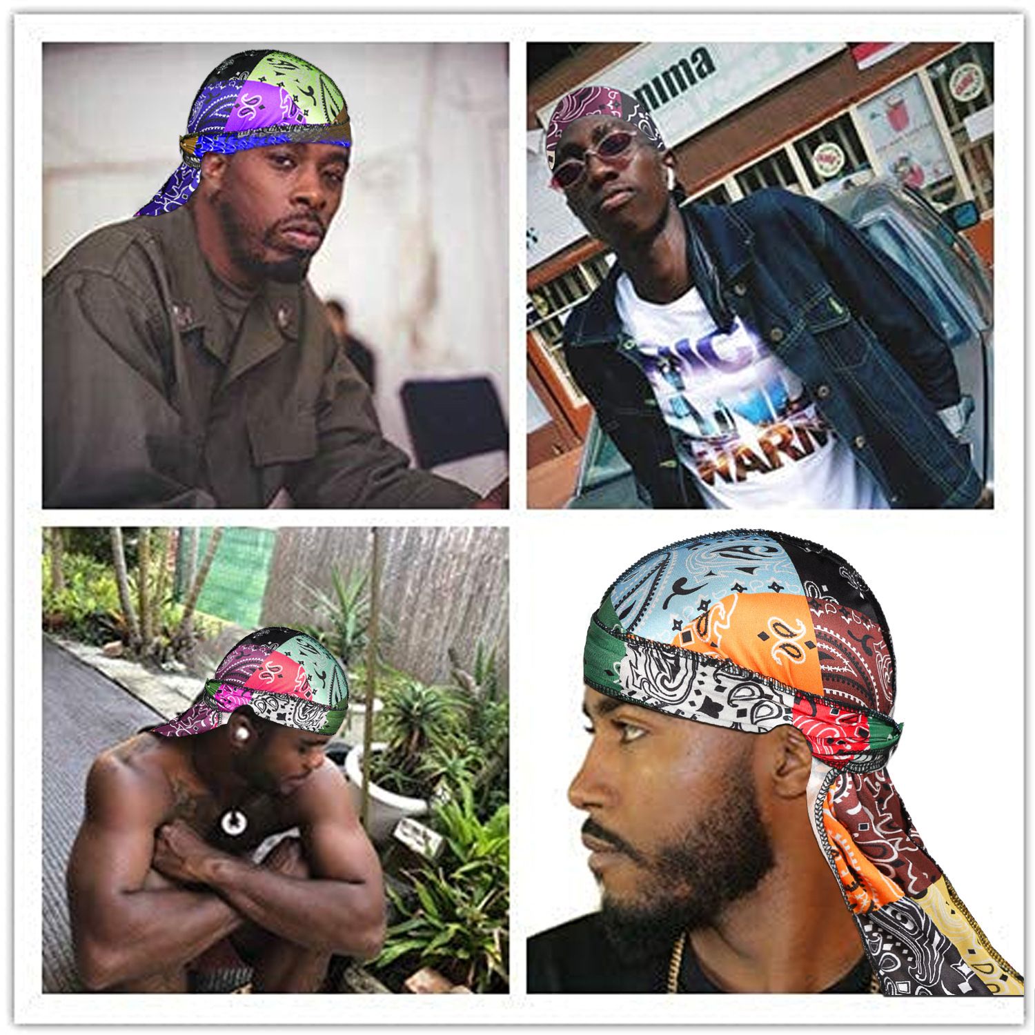 3 Pcs Silk Silky Durag Set for Men and Women Waves Doo Rag Long Tail Headwrap Silky Wave Durag Chemo Cap Satin Doo Rag for 360 Waves