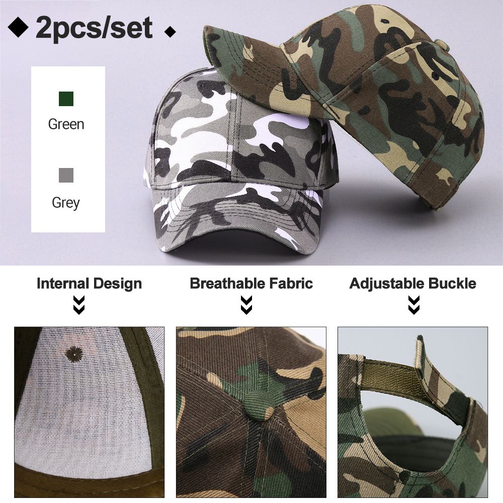 2Piece Baseball Cap Camouflage Hats for Men and Women Outdoor Dustproof Baseball Cap Leisure Caps Military Caps Tactical Hat Trucker Hats Suncap Breathable Adjustable