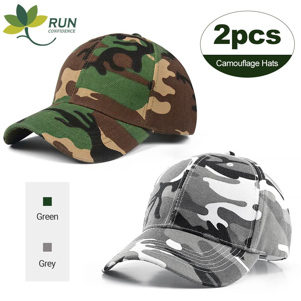 2Piece Baseball Cap Camouflage Hats for Men and Women Outdoor Dustproof Baseball Cap Leisure Caps Military Caps Tactical Hat Trucker Hats Suncap Breathable Adjustable 2pcs