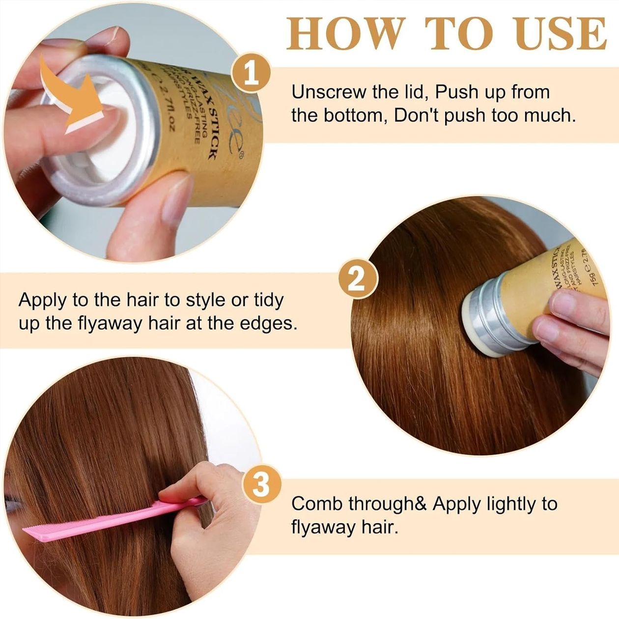 Hair Wax Stick For Wig & Natural Hair Hairspray Fixed Fluffy Hairstyling Wax Hold Wax Stick For Wig Broken Hair Artifact Hair Wax Stick Gel Cream