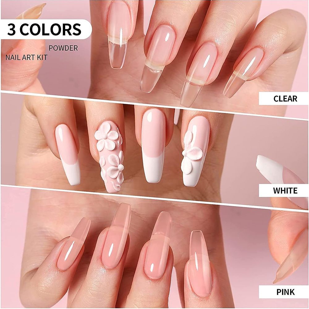 Acrylic Nail Art Kit Crystal Nail 3D Nail Tips Carving Tools Acrylic Liquid Monomer Powder Pen Manicure Set