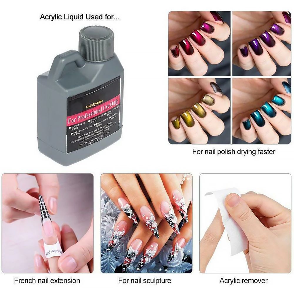 Acrylic Nail Art Kit Crystal Nail 3D Nail Tips Carving Tools Acrylic Liquid Monomer Powder Pen Manicure Set