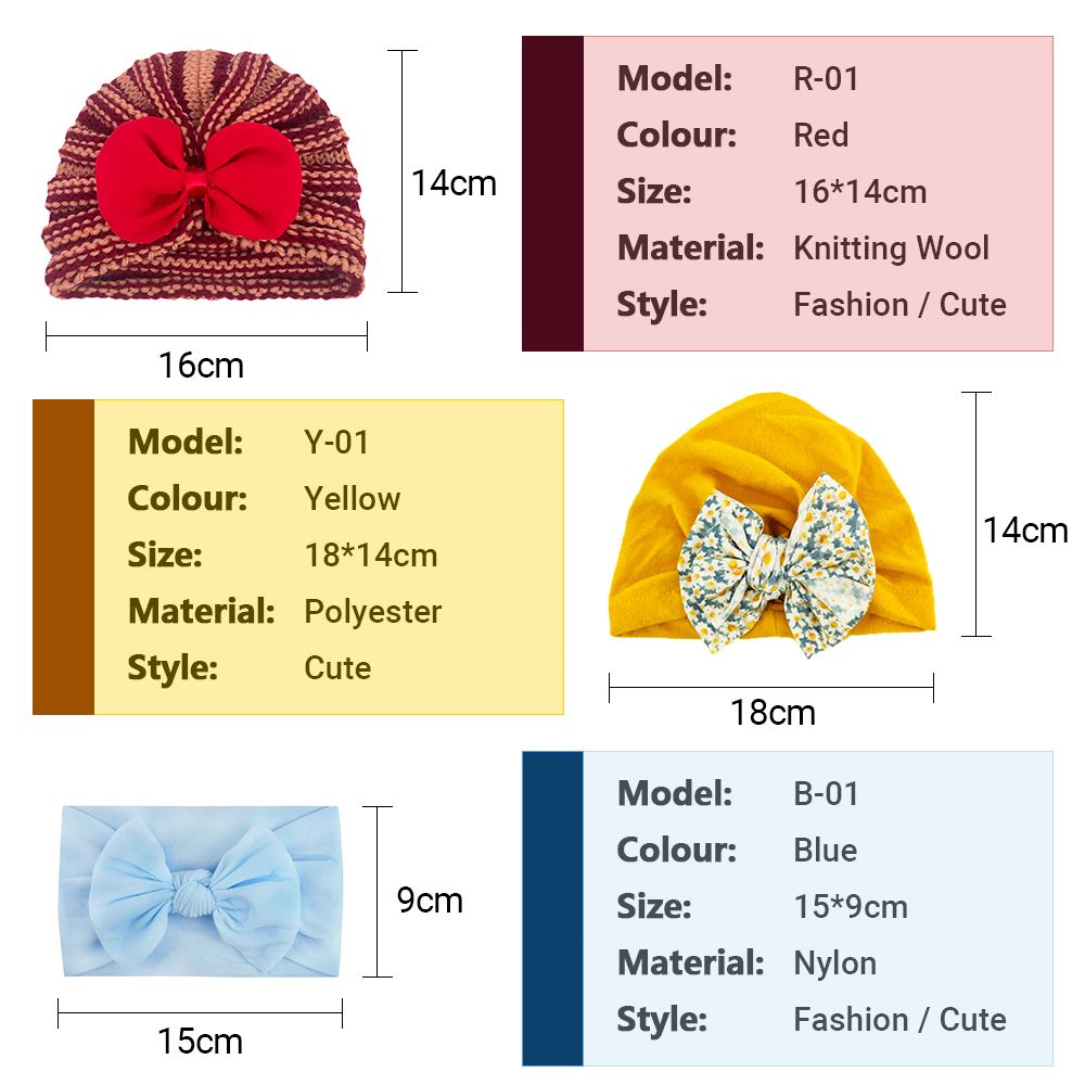 3pcs Baby Hair Bands Girls Turban Nylon Headbands  Headwraps Newborn Soft Elastic Hair Bow Hairbands Headwear Infant Toddlers Kids