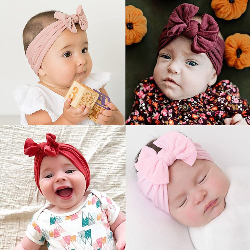 3pcs Baby Hair Bands Girls Turban Nylon Headbands  Headwraps Newborn Soft Elastic Hair Bow Hairbands Headwear Infant Toddlers Kids