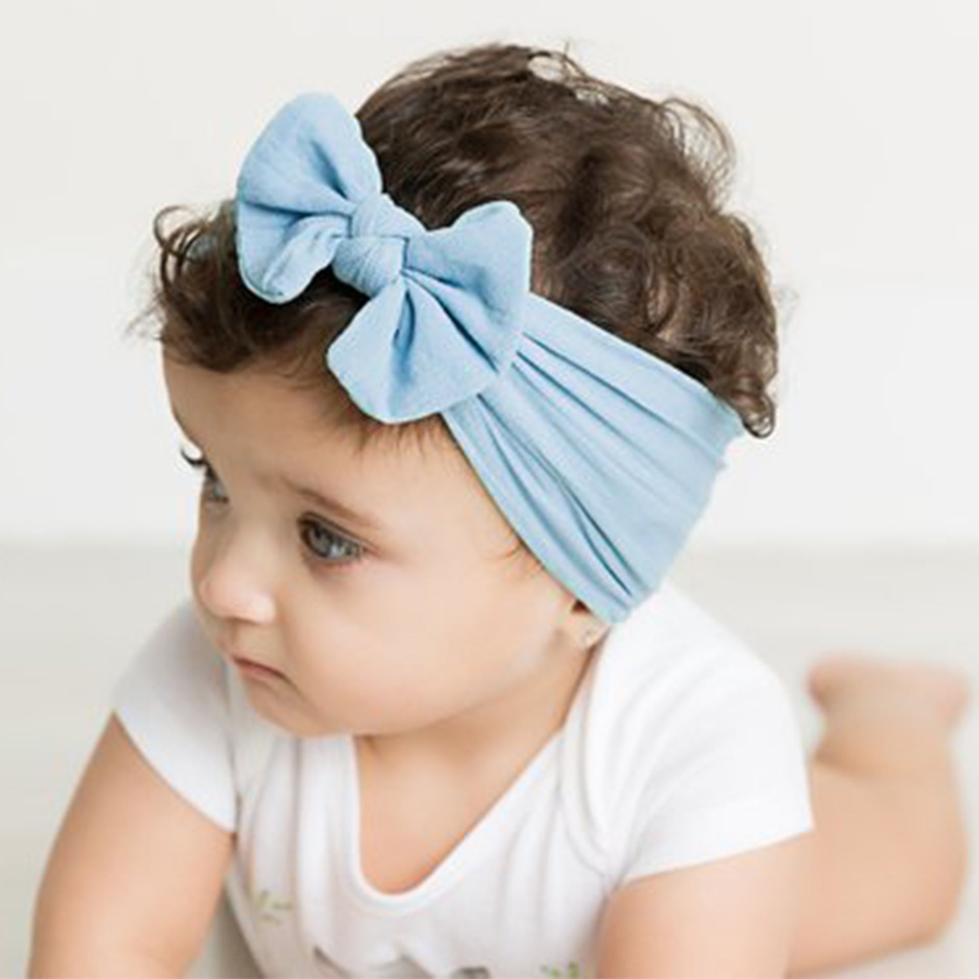 3pcs Baby Hair Bands Girls Turban Nylon Headbands  Headwraps Newborn Soft Elastic Hair Bow Hairbands Headwear Infant Toddlers Kids