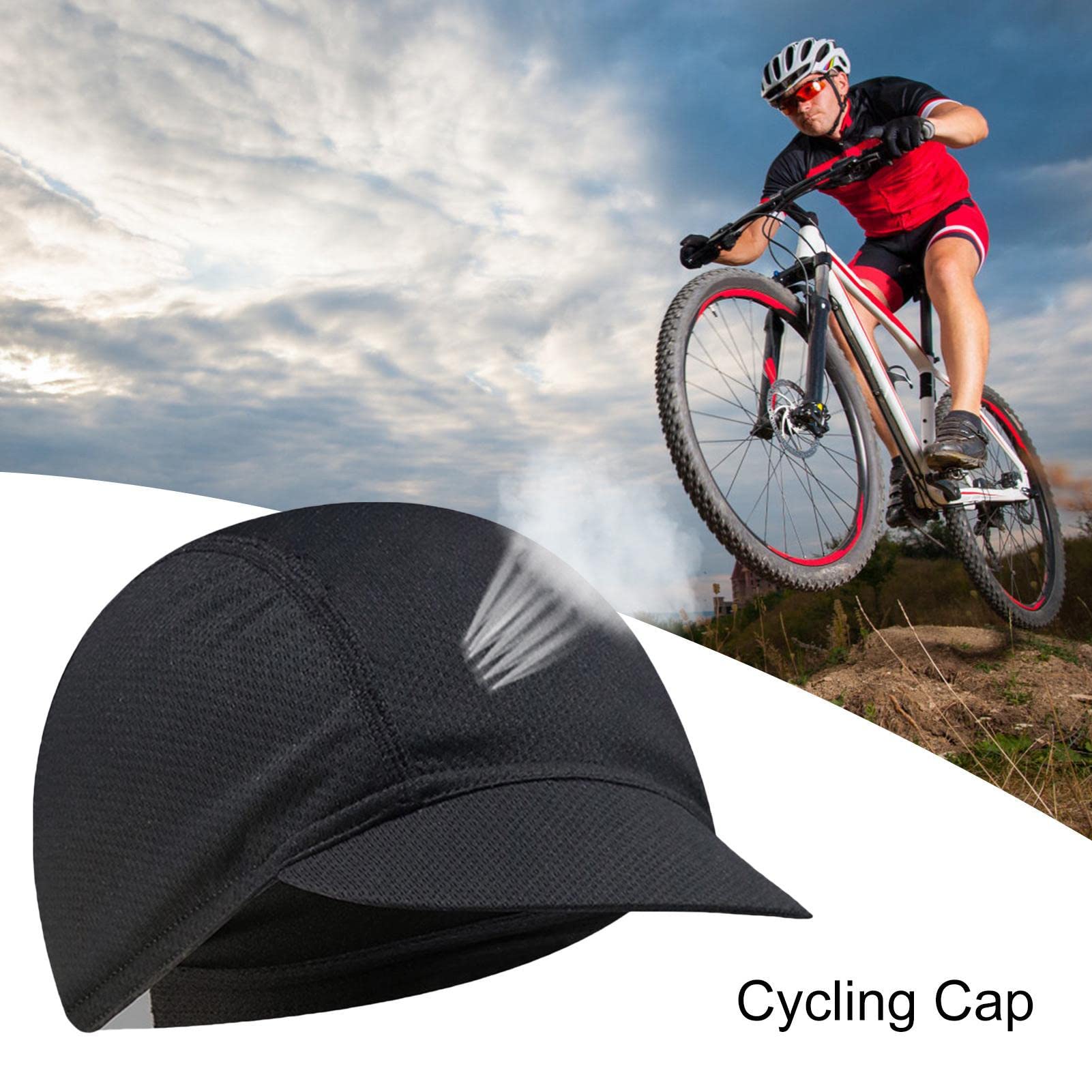 Breathable Cycling Hat Bike Hat Quick Dry Visor Brim Bicycle Hat Running Camping Hat Sun Protection Breathable Motocycle Riding Hat Helmets Liner Black