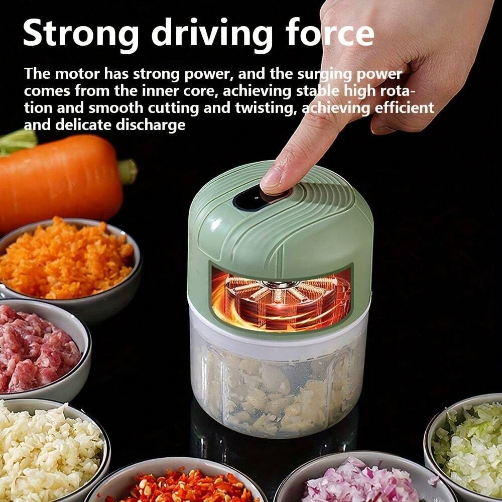 350ml Electric Garlic Chopper Portable Food Crusher Multifunctional Kitchen Mincer Vegetable Onion Chopper Press Blender Fruit Nut Meat Chilli Grinder Seasoning Spice Tools