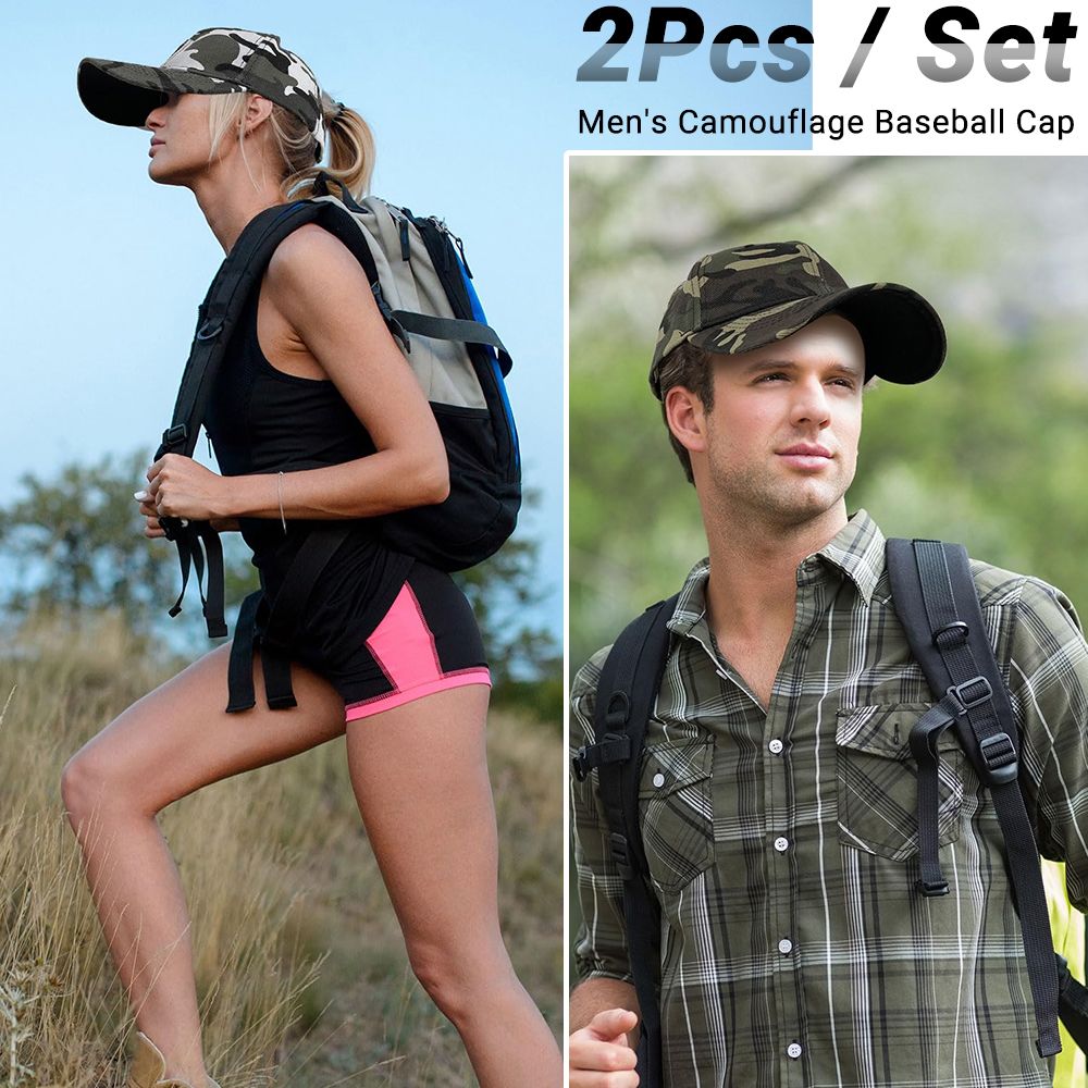 2Piece Baseball Cap Camouflage Hats for Men and Women Outdoor Dustproof Baseball Cap Leisure Caps Military Caps Tactical Hat Trucker Hats Suncap Breathable Adjustable