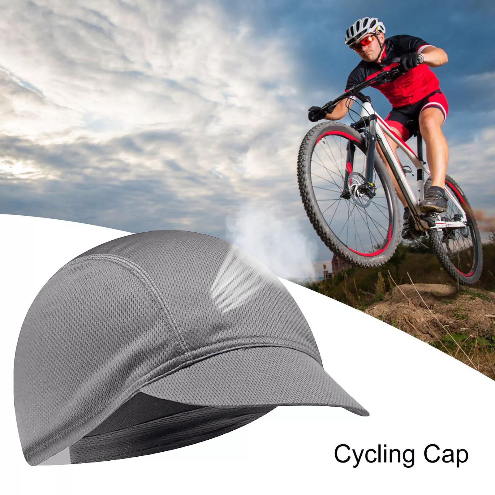 Breathable Cycling Hat Bike Hat Quick Dry Visor Brim Bicycle Hat Running Camping Hat Sun Protection Breathable Motocycle Riding Hat Helmets Liner Gray