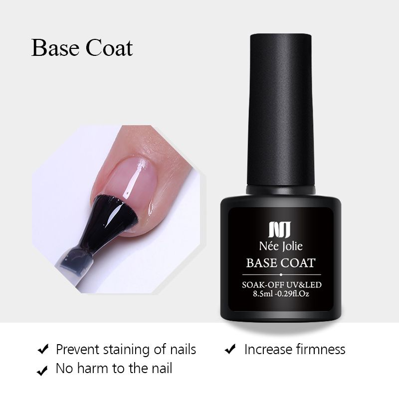 4pcs Nail Polish & 3pcs Top & Base Coat & Sealer Builder Nail Gel Set Glitter Nail Art Kit No Wipe Gel Shine Finish Long Lasting Gel Soak Off UV LED Manicure Nail Polish
