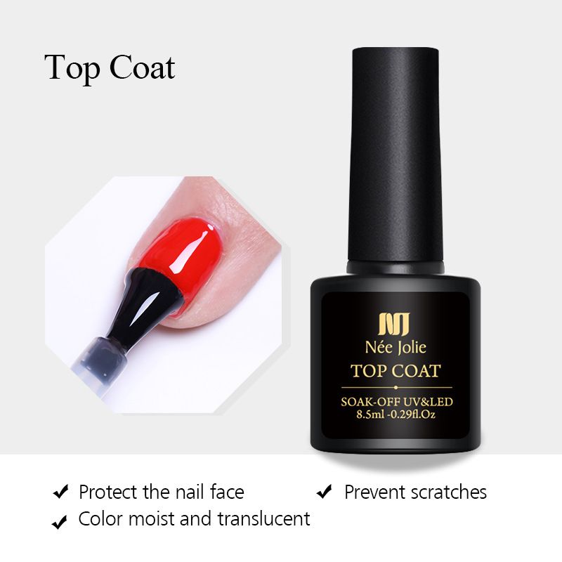 4pcs Nail Polish & 3pcs Top & Base Coat & Sealer Builder Nail Gel Set Glitter Nail Art Kit No Wipe Gel Shine Finish Long Lasting Gel Soak Off UV LED Manicure Nail Polish