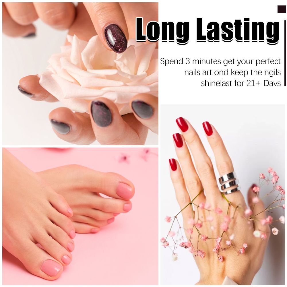 4pcs Nail Polish & 3pcs Top & Base Coat & Sealer Builder Nail Gel Set Glitter Nail Art Kit No Wipe Gel Shine Finish Long Lasting Gel Soak Off UV LED Manicure Nail Polish