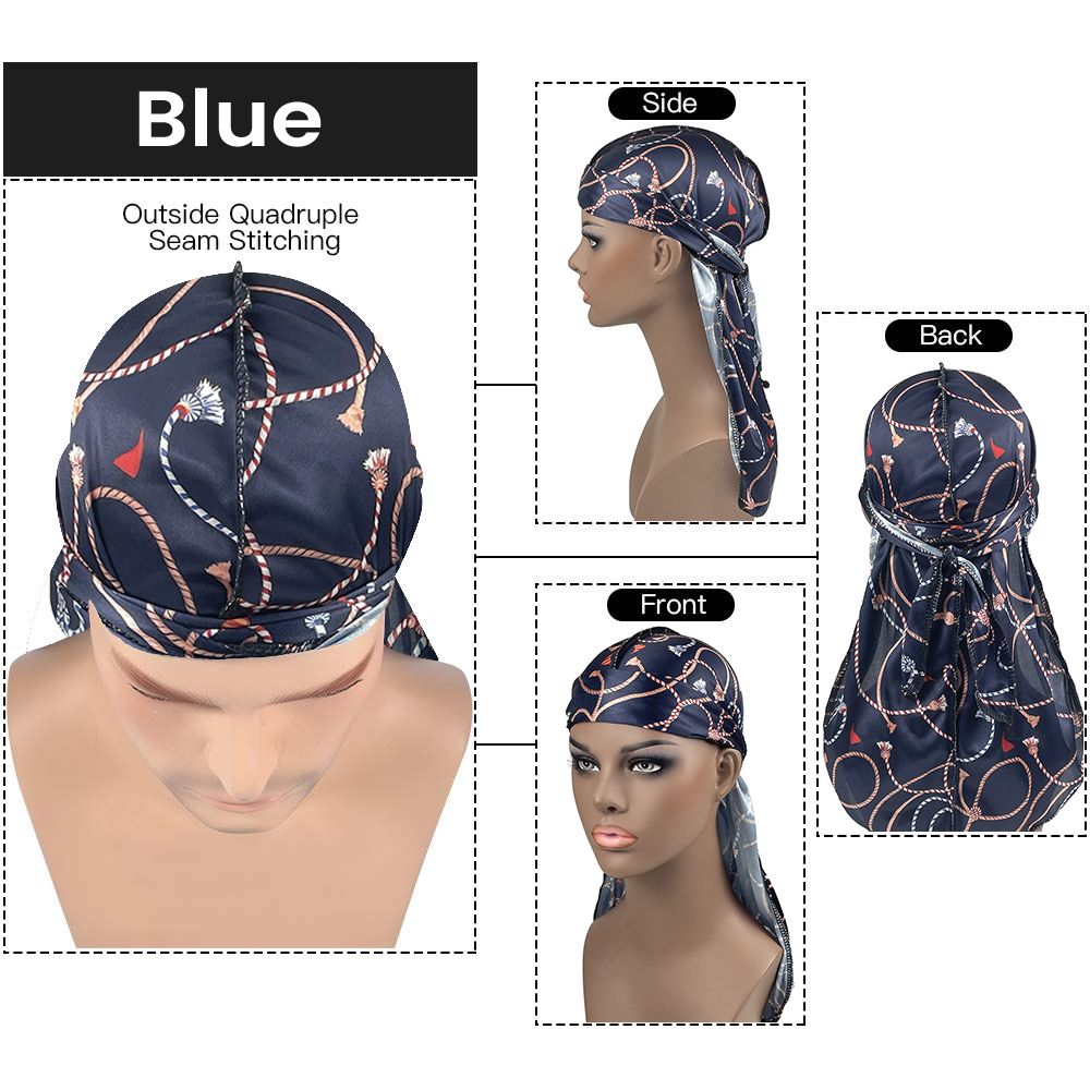 Couple's Headscarf Silk Durag for Men Satin Doo Rag for 360 Waves Women Sleeping Bonnet Curly Hair Wrap Silk Cap Wide Soft Elastic Springy Band Head