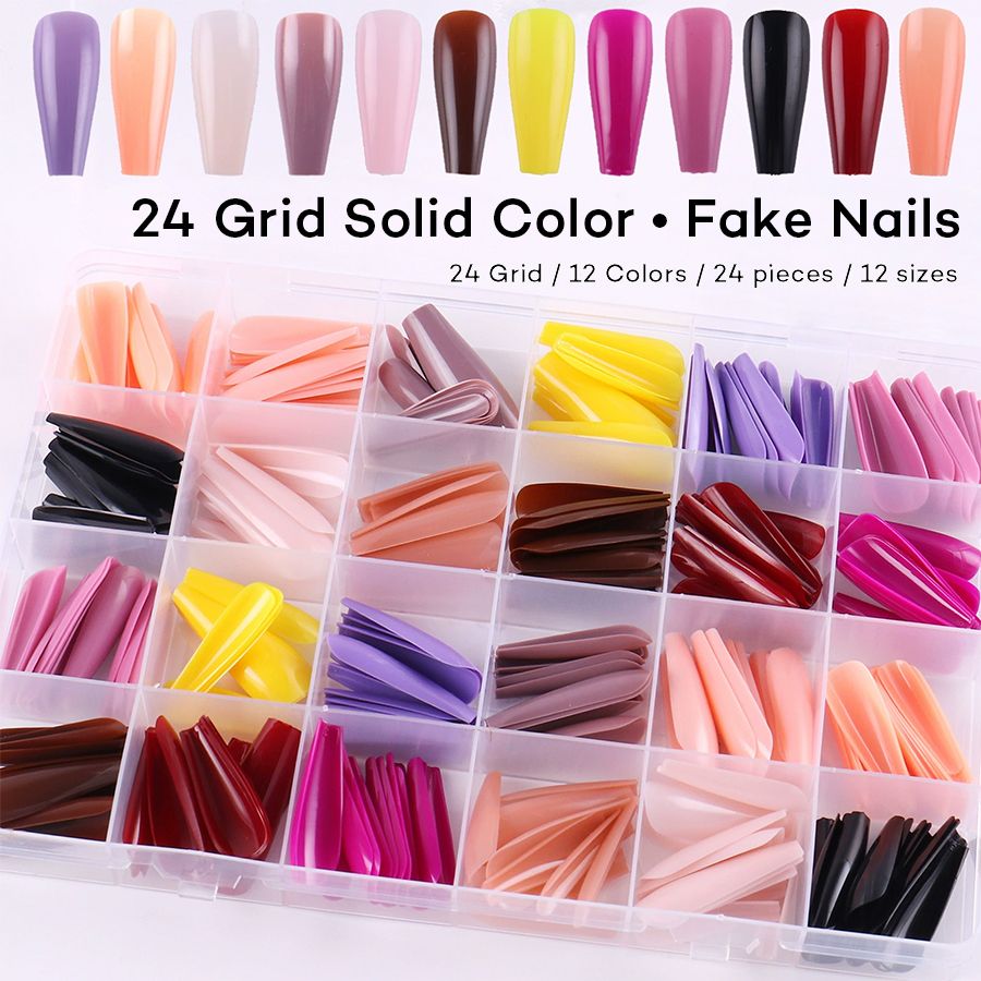 288pcs/Box False False Nails Artificial Fingernails Press On Nails 12 Mix Colours DIY ABS Nail Tips Press Nail Art False Full Nail 288