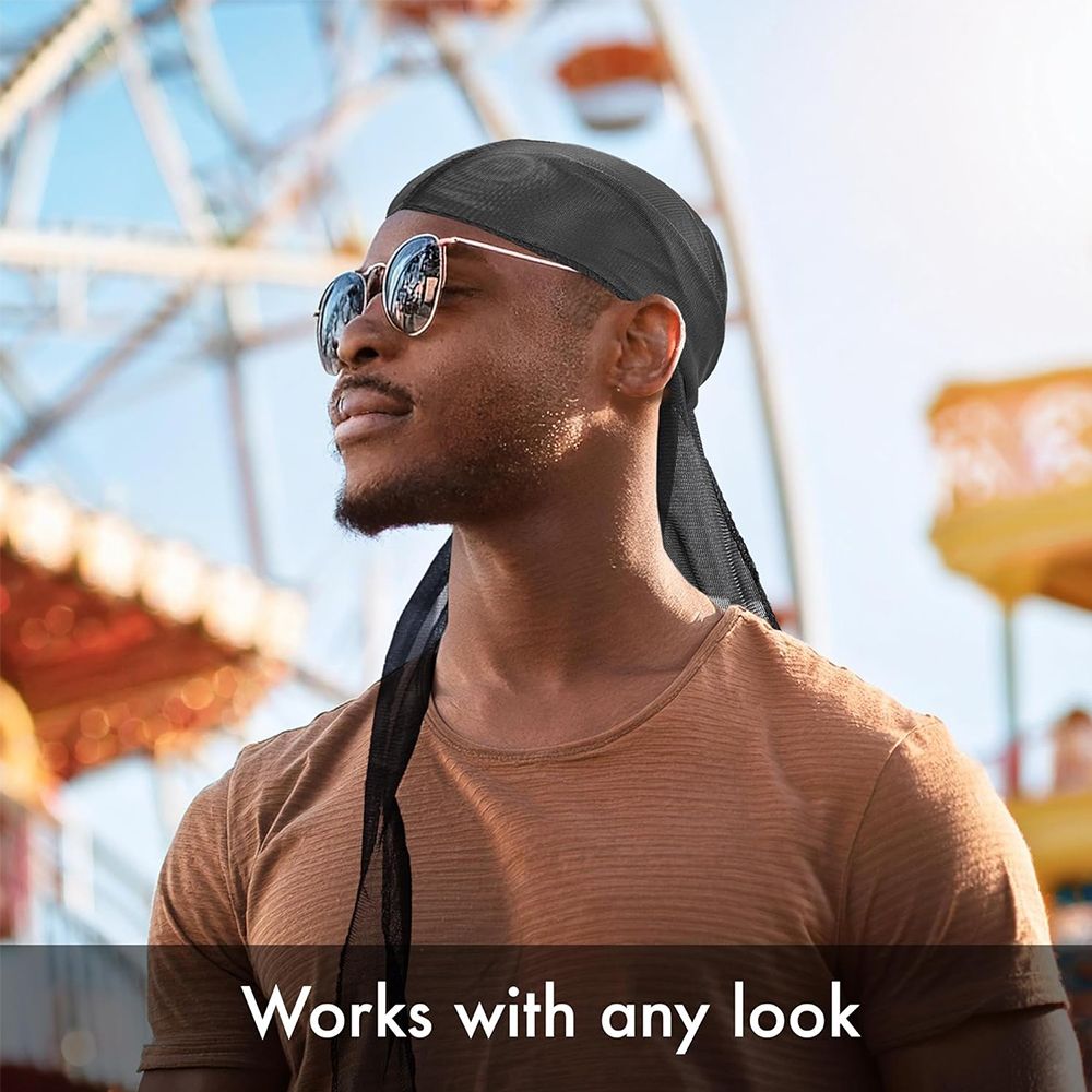 Silk Durag Men Waves Doo Rag Long Tail Headwrap Silk Wave Durag Chemo Cap Satin Doo Rag for 360 Waves
