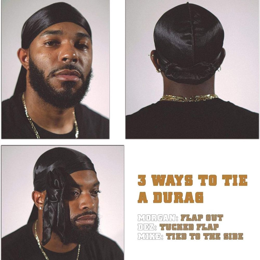 Silk Durag Men Waves Doo Rag Long Tail Headwrap Silk Wave Durag Chemo Cap Satin Doo Rag for 360 Waves