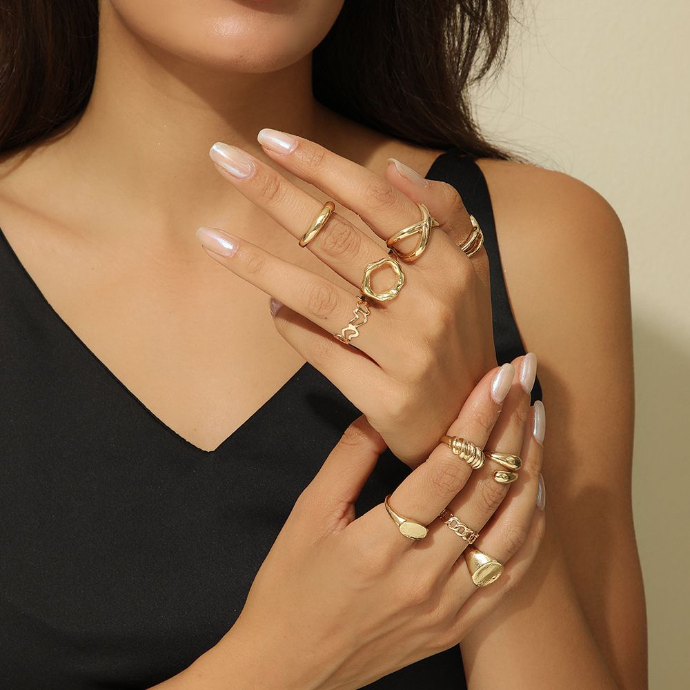 10pcs Ladies Gold Rings Women Bohemian Rings Jewelry Stacking Ring Set