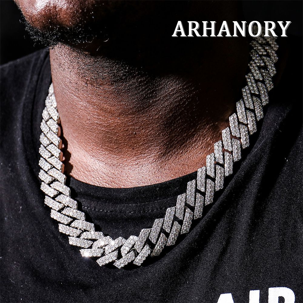 Cuban Iced Out Link Necklace Hip Hop Cuban Link Chain-Silver