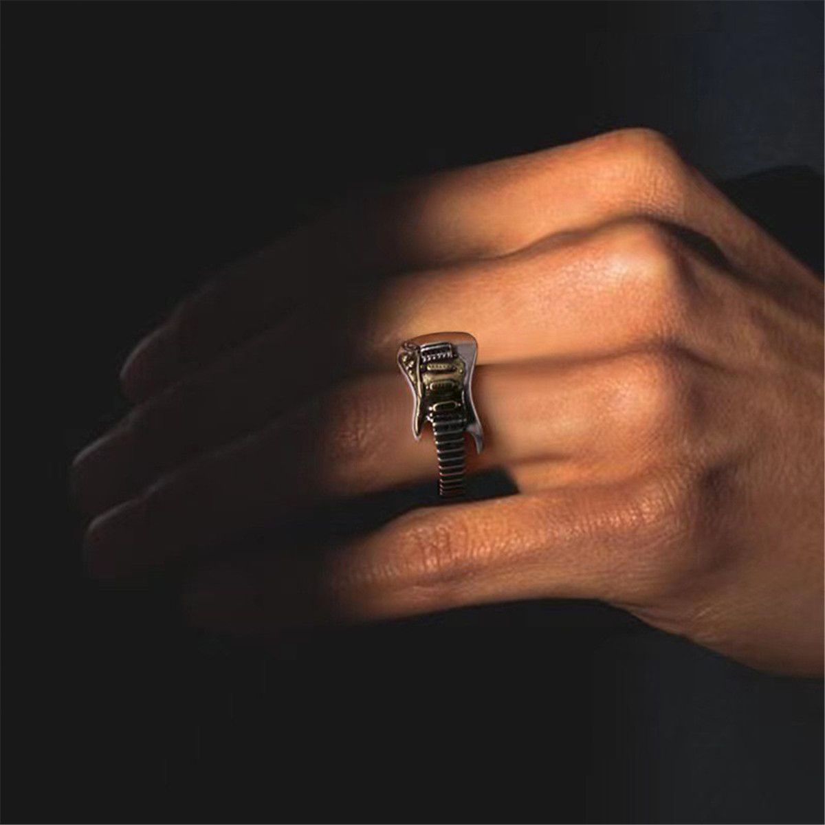 Men's Rock Music Guitar Necklace Ring For Women Collarbone Chain Choker