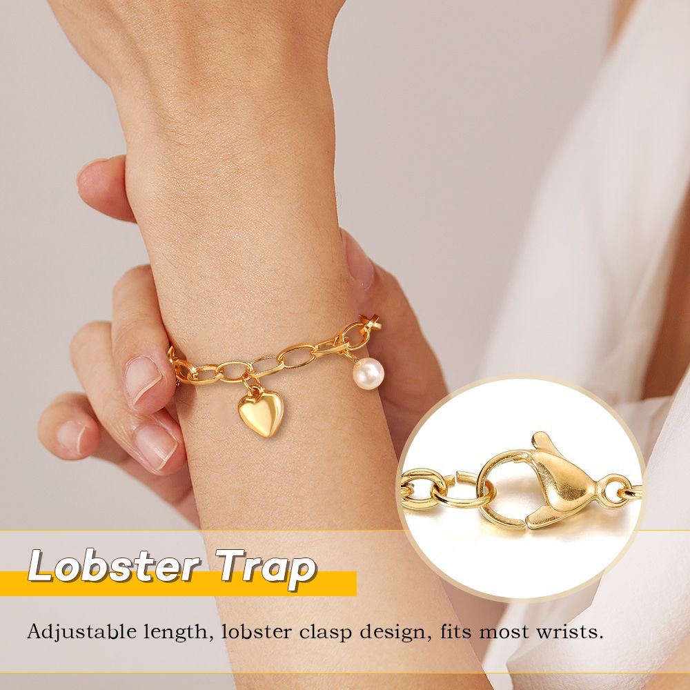 Ladies Love Heart Chain Heart Bracelet Women’s Link Bracelets Vintage Pearl Classic Chain Bracelet Bangle