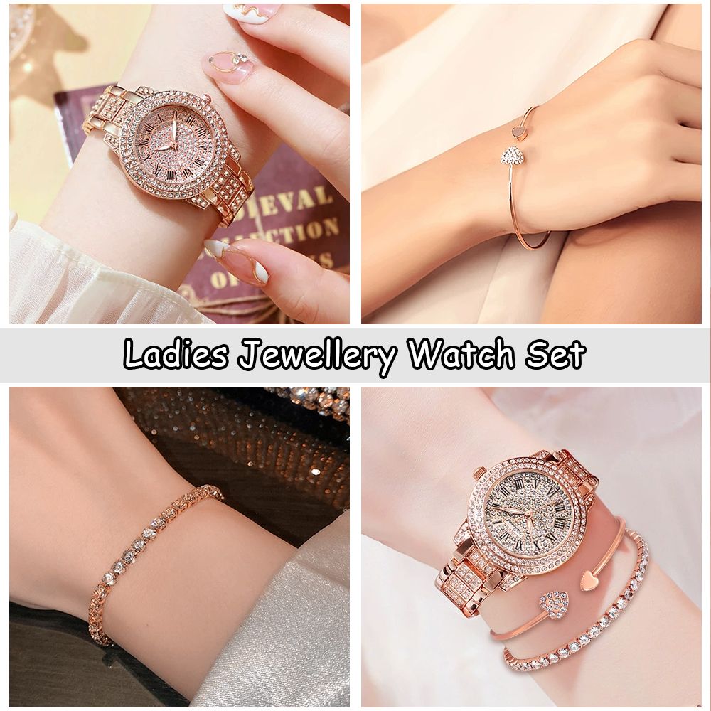 3pcs/set Women's Wristwatch Ladies Quartz Watches Bracelet Dating Set