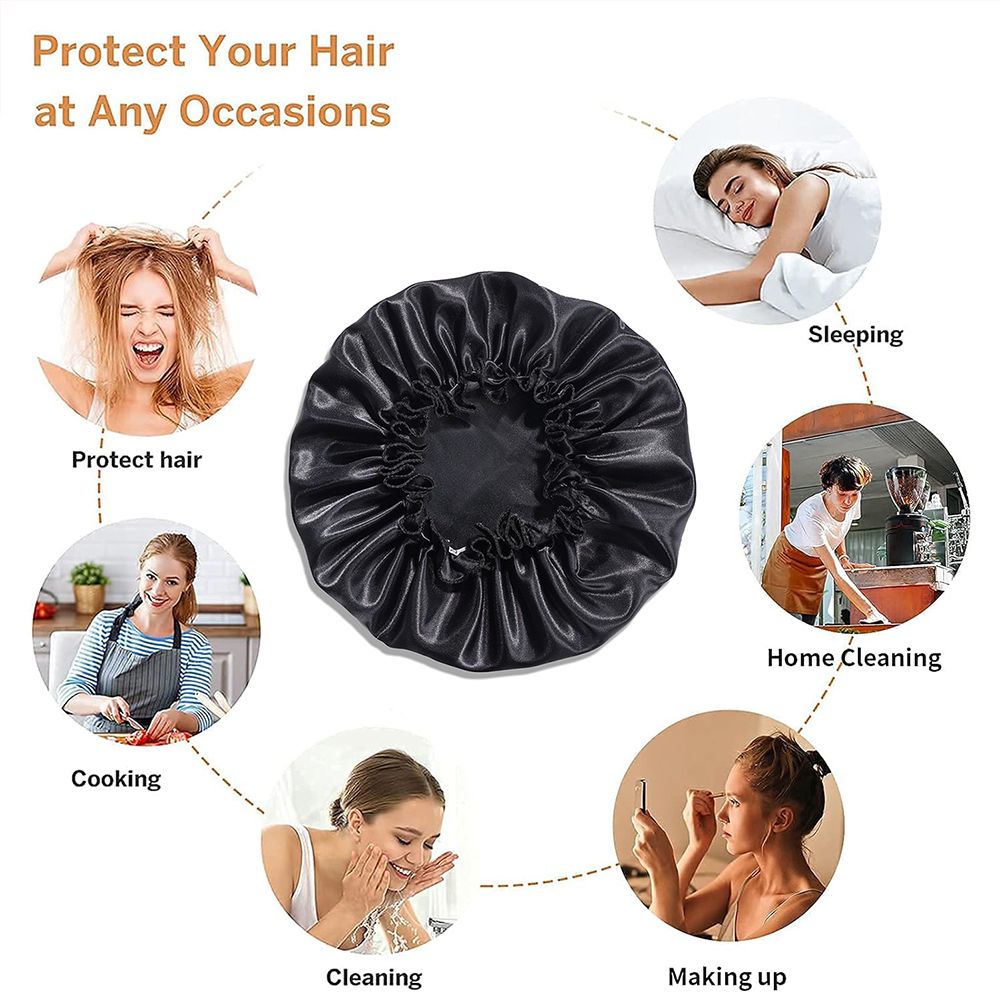 3Pcs Satin Bonnet Silk Hat Hair Bonnet Sleeping Elastic Wide Band Silk Sleep Cap Soft Breathable Silk Hair Wrap Sleeping Headwraps