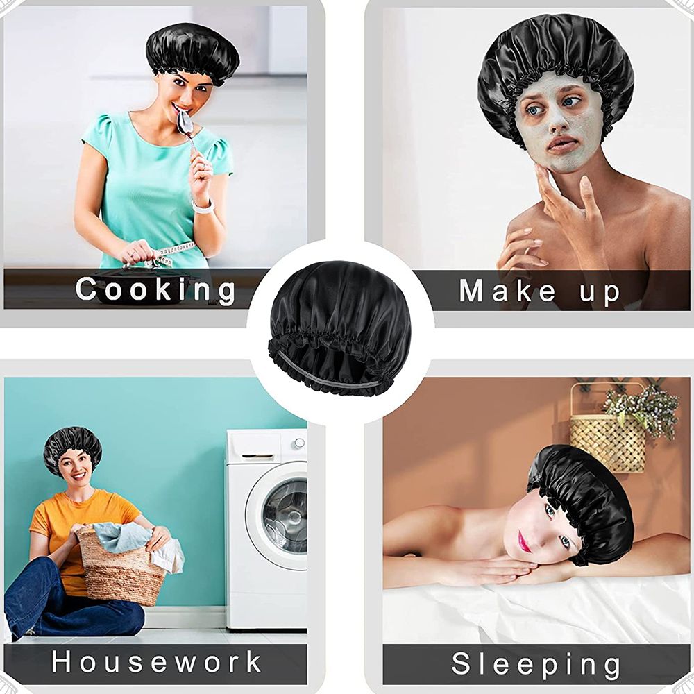 3Pcs Satin Bonnet Silk Hat Hair Bonnet Sleeping Elastic Wide Band Silk Sleep Cap Soft Breathable Silk Hair Wrap Sleeping Headwraps
