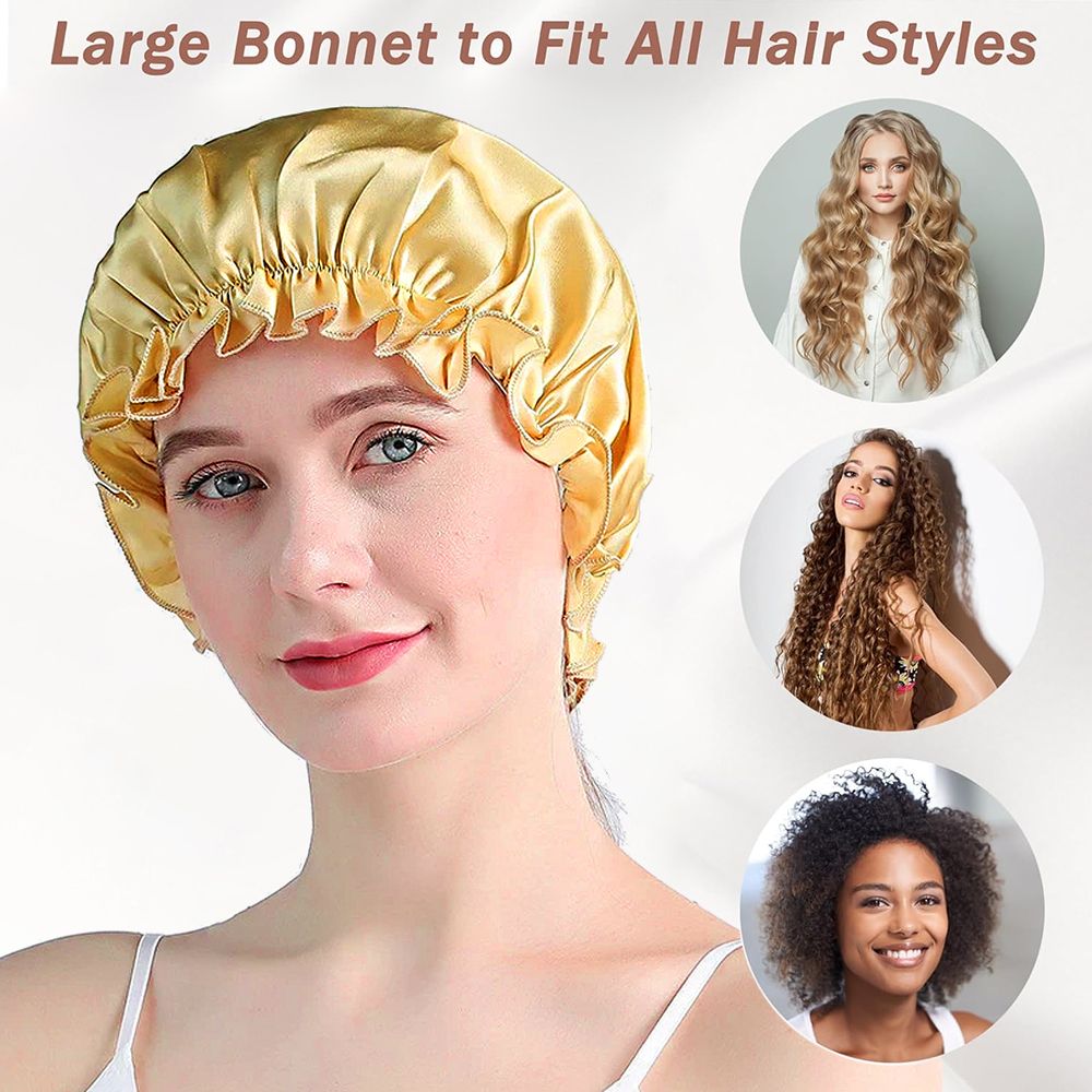3Pcs Satin Bonnet Silk Hat Hair Bonnet Sleeping Elastic Wide Band Silk Sleep Cap Soft Breathable Silk Hair Wrap Sleeping Headwraps