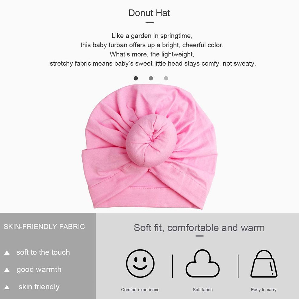 3 Pcs Cute Baby Turban Hat Cotton Soft Head Wraps Knotted Toddler Hat Newborn Caps Boys and Girls