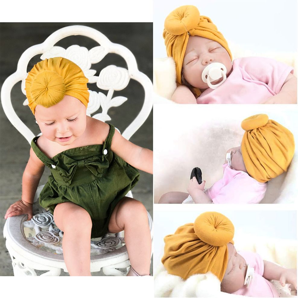 3 Pcs Cute Baby Turban Hat Cotton Soft Head Wraps Knotted Toddler Hat Newborn Caps Boys and Girls