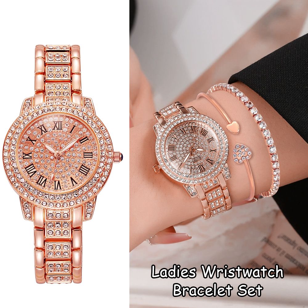 3pcs/set Women's Wristwatch Ladies Quartz Watches Bracelet Dating Set