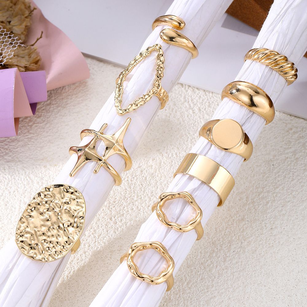 10pcs Ladies Gold Rings Women Bohemian Jewelry Stacking Ring Set