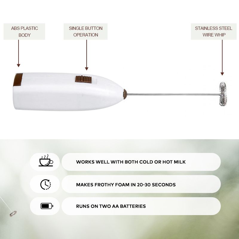 Hand-Held Battery Model Whisk Egg Beater Milk Coffee Frother Mixer Fruit Stick Kitchen & Dining Room Appliances【AA batteries not included in product listing】