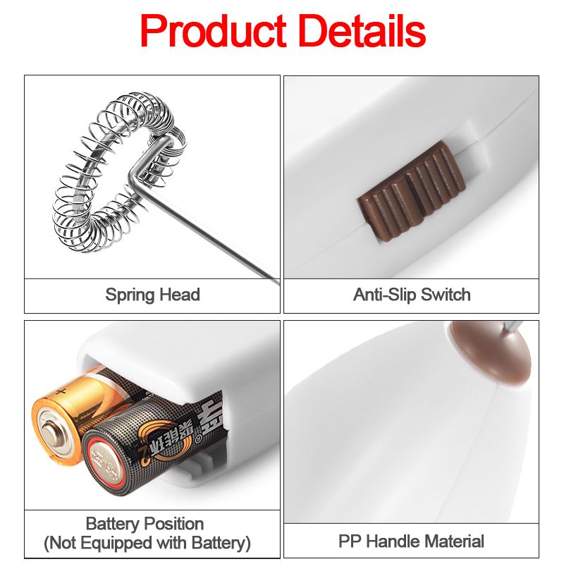 Hand-Held Battery Model Whisk Egg Beater Milk Coffee Frother Mixer Fruit Stick Kitchen & Dining Room Appliances【AA batteries not included in product listing】