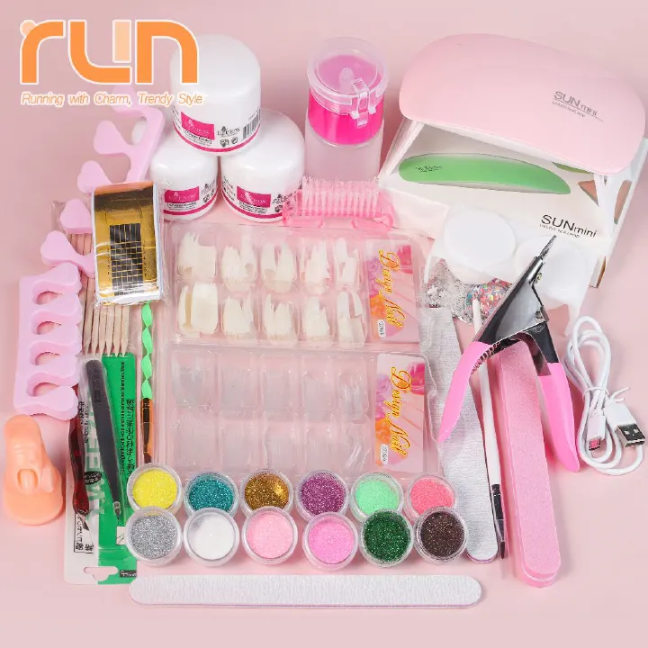 Nail Gel Lamp Manicure kits LED Nail Dryer Nail Manicure Tool UV Portable UV Led Nail Dryer Lamp Nail Kits(Acrylic liquid not included)